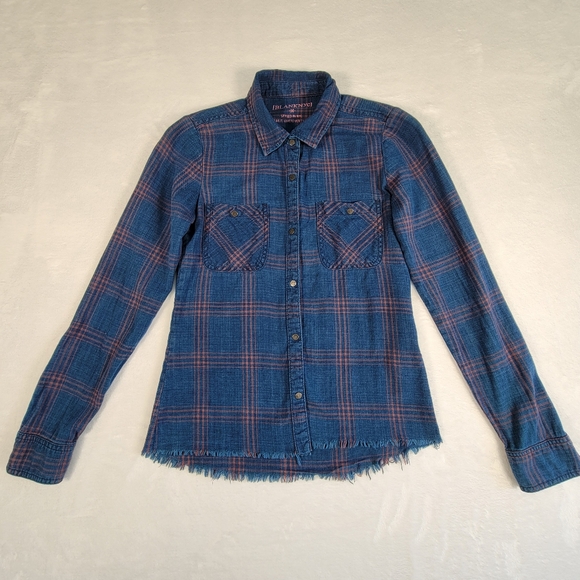 BlankNYC Raw Hem Plaid Button Down Shirt In Blue And Purple, Size M - Picture 1 of 11